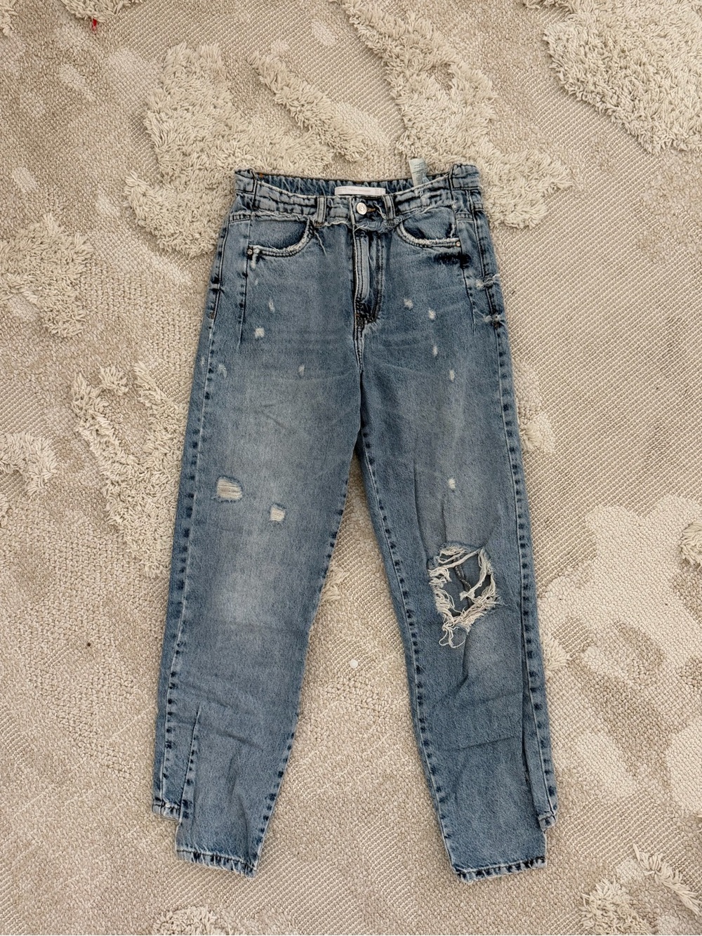 Zara High-Waist Distressed Women’s Jeans - Blue